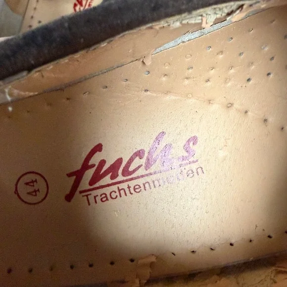 Fuchs Trachtenmoden Mens Brown Suede Haferlschuh Bavarian Alpine Shoes EU 44 - Picture 7 of 9